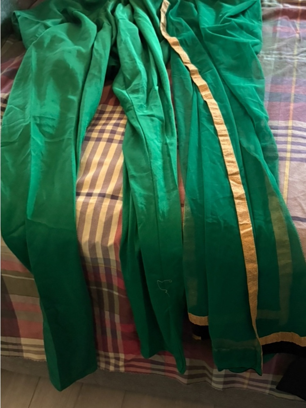 Emerald Green anarkali suit with Gold Border